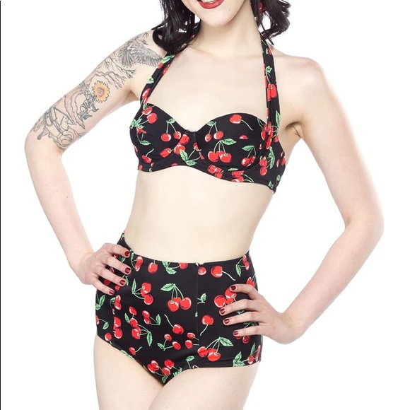 Hell Bunny Other - HELL BUNNY Women’s Cherry Print High Waist Bikini Size M